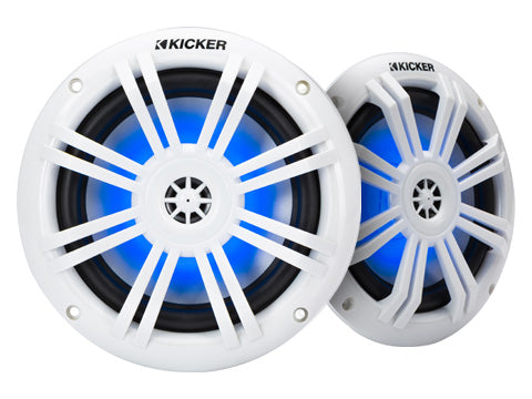 Kicker KM 6.5" 4Ω Blue LED Coaxial boat speakers