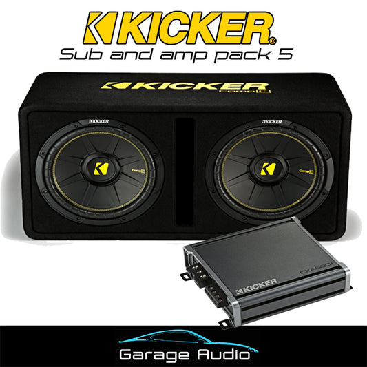 Kicker Bass Junkie Pack 1

Contains:

Dual 12″ Ported Enclosure 600 Watts RMS 2 Ohm +&nbsp;800 Watts RMS Monoblock Subwoofer Amplifier