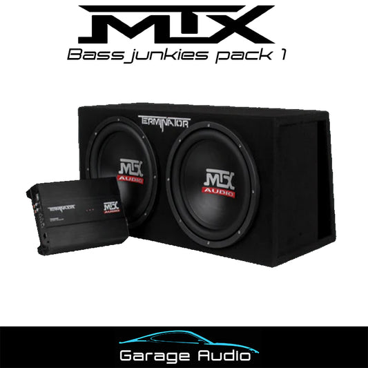 MTX Bass Junkies 1

Contains:&nbsp;

MTX Terminator pack

2 x 12" Subwoofers

MTX 500 watt terminator amplifier