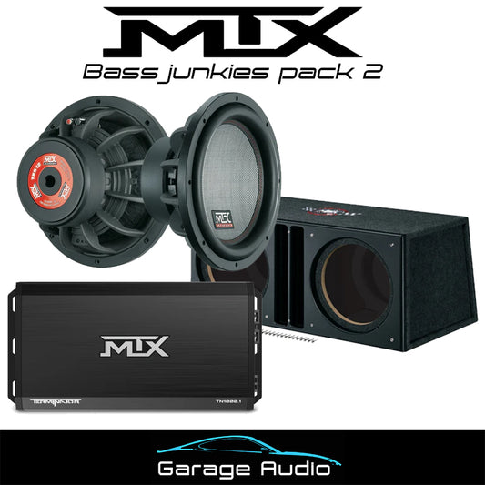 MTX Bass Junkies Pack 2

Contains:

2x MTX TX6 12" Subwoofers

1x MTX 1000 Watt Mono Amplifier

Dual ported enclosure