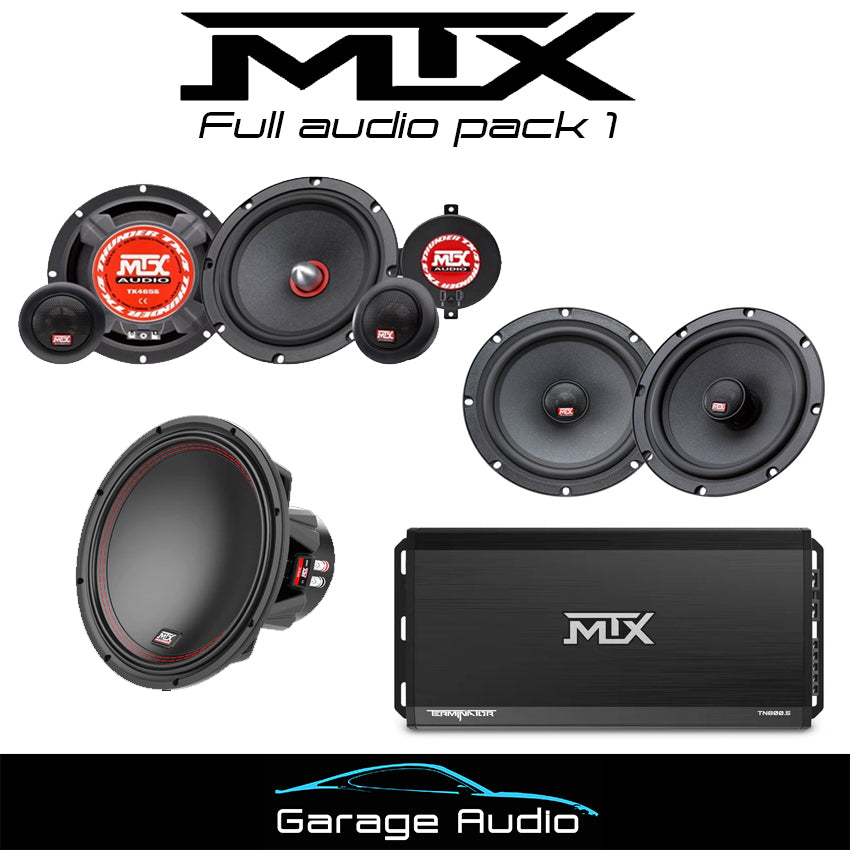 MTX Full Audio pack 1

Contains:

MTX audio TX4 component speakers

MTX audio TX4 coaxial speakers

MTX 12 inch 400 watt subwoofer

MTX 5 channel amplifier