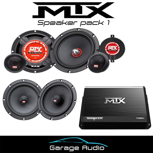 MTX Speaker Pack 1

Contains:

MTX TX4 Component Speakers

MTX TX4 Coaxial Speakers

MTX 4 Channel Amplifier