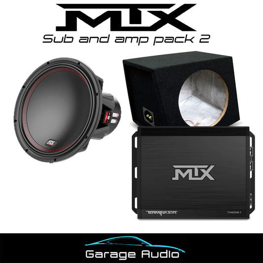 MTX Sub and Amp Pack 2

Contains:

MTX 400 watt 12" Subwoofer

MTX 500 watt Amplifier

Sealed enclosure