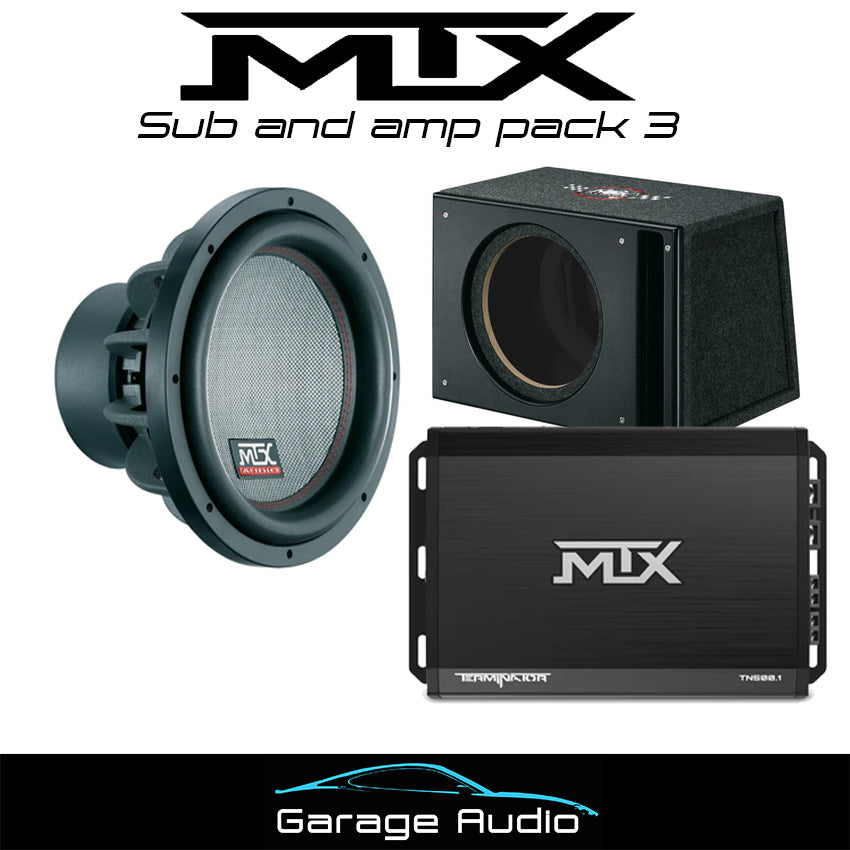 MTX Sub and Amp Pack 3

Contains:

MTX TX6 800 watt 12" Subwoofer

MTX 1000 watt Amplifier

MTX ported enclosure