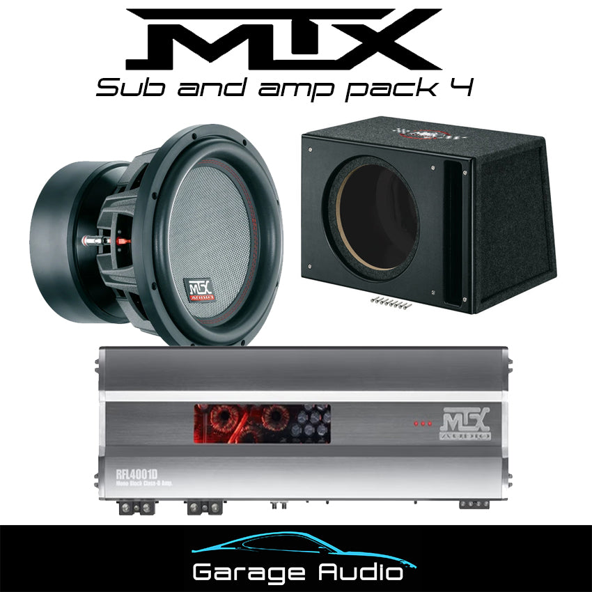 MTX Sub and Amp Pack 4

Contains:

MTX TX8 1800 watt 12" Subwoofer

MTX 4000 watt Amplifier

MTX ported enclosure