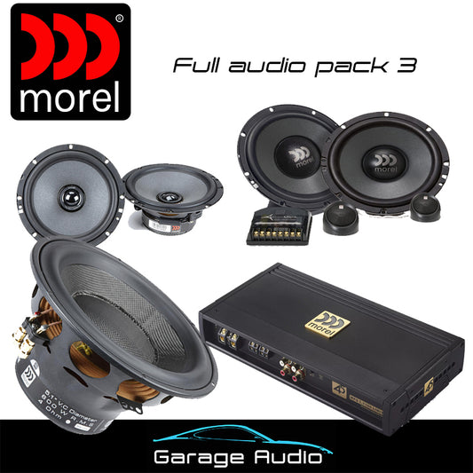 Morel Full Audio Pack 3

Contains:

Morel Component speakers

Morel Coaxial speakers

Morel MPD 4 channel amplifier

Morel MPS Limited Mono Amplifier

Morel Ultimo Ti SC 12 inch Subwoofer