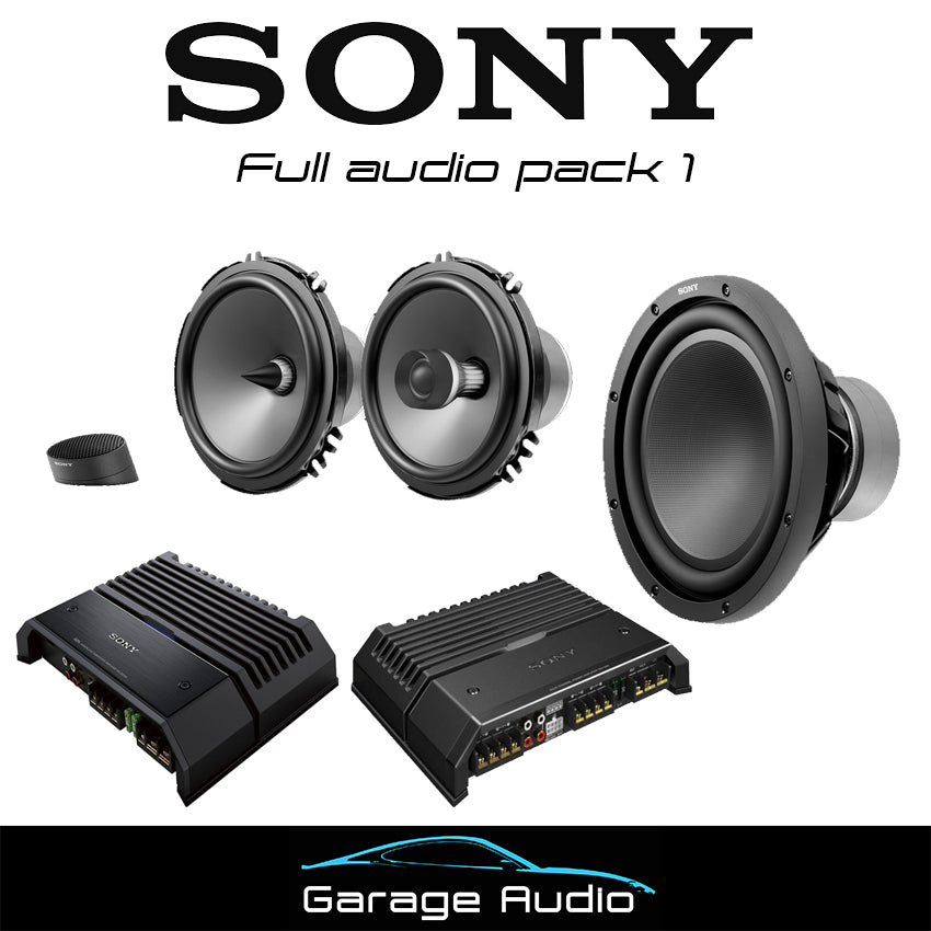 Sony Full Audio Pack 1

Contains:

Sony GS component speakers

Sony GS coaxial speakers

Sony 4 channel amplifier

Sony Mono Amplifier

Sony GS 12 inch subwoofer